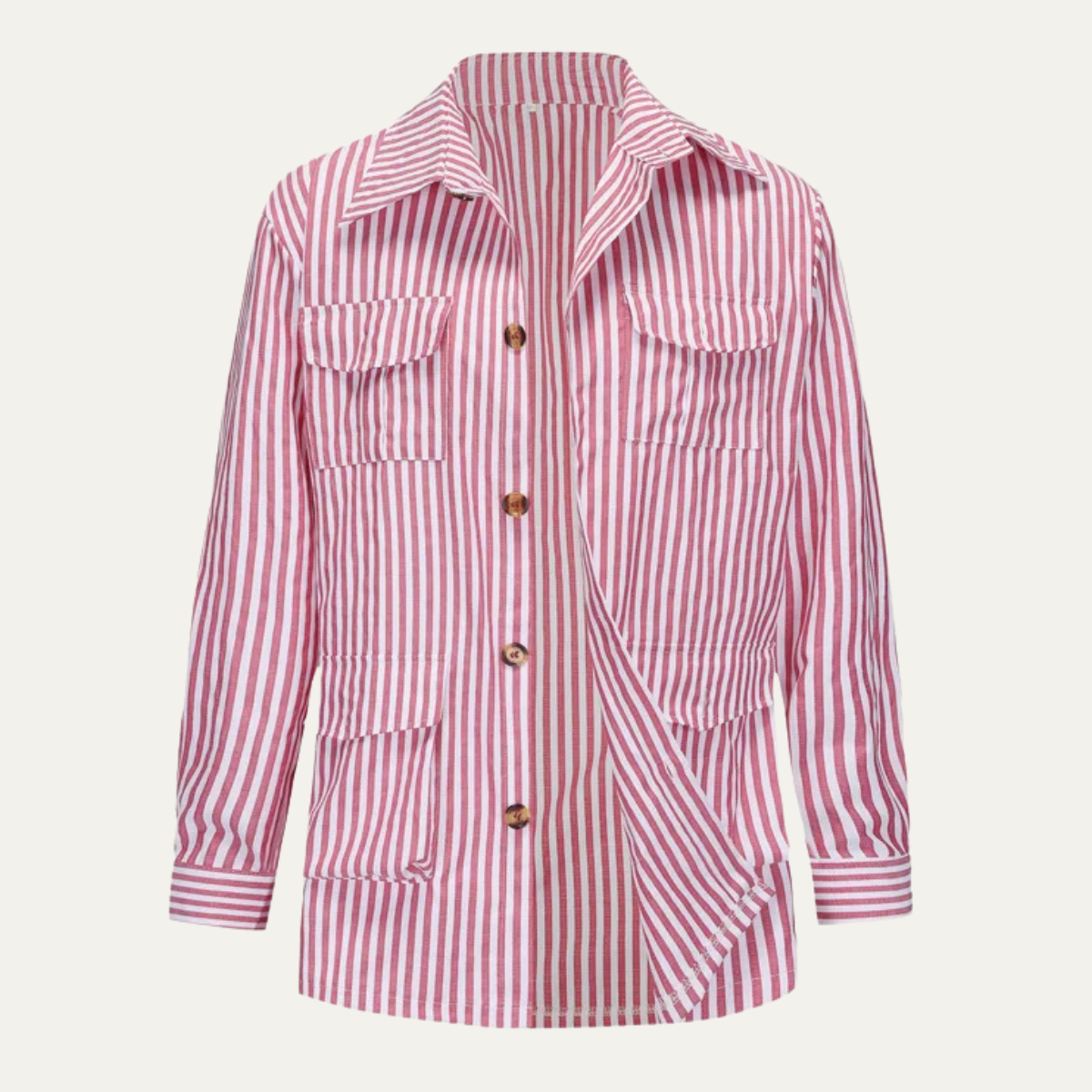 The Bramblewood Men’s Streetwear Striped Button Down Shirt with Pockets