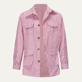 The Bramblewood Men’s Streetwear Striped Button Down Shirt with Pockets