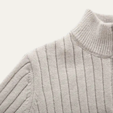 The Favignana Men's Knitted Stand Collar Ribbed Half Zip Sweater