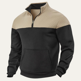 The Montfield Men's Quilted Stand Collar Color Block Half Zip Sweater