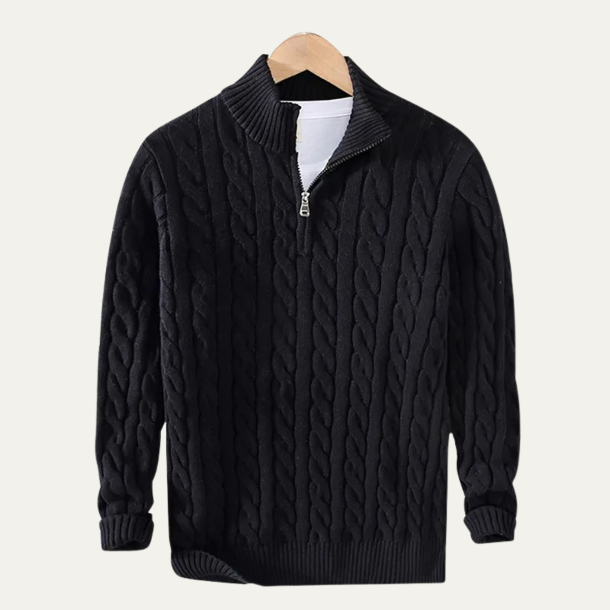 The Ashmeadow Men’s Soft 100% Cotton Cable Knit Half Zip Sweater