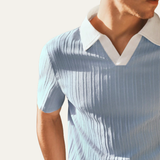 The Melbourne Men’s Short Sleeve Knit Polo Shirt with Contrast Collar