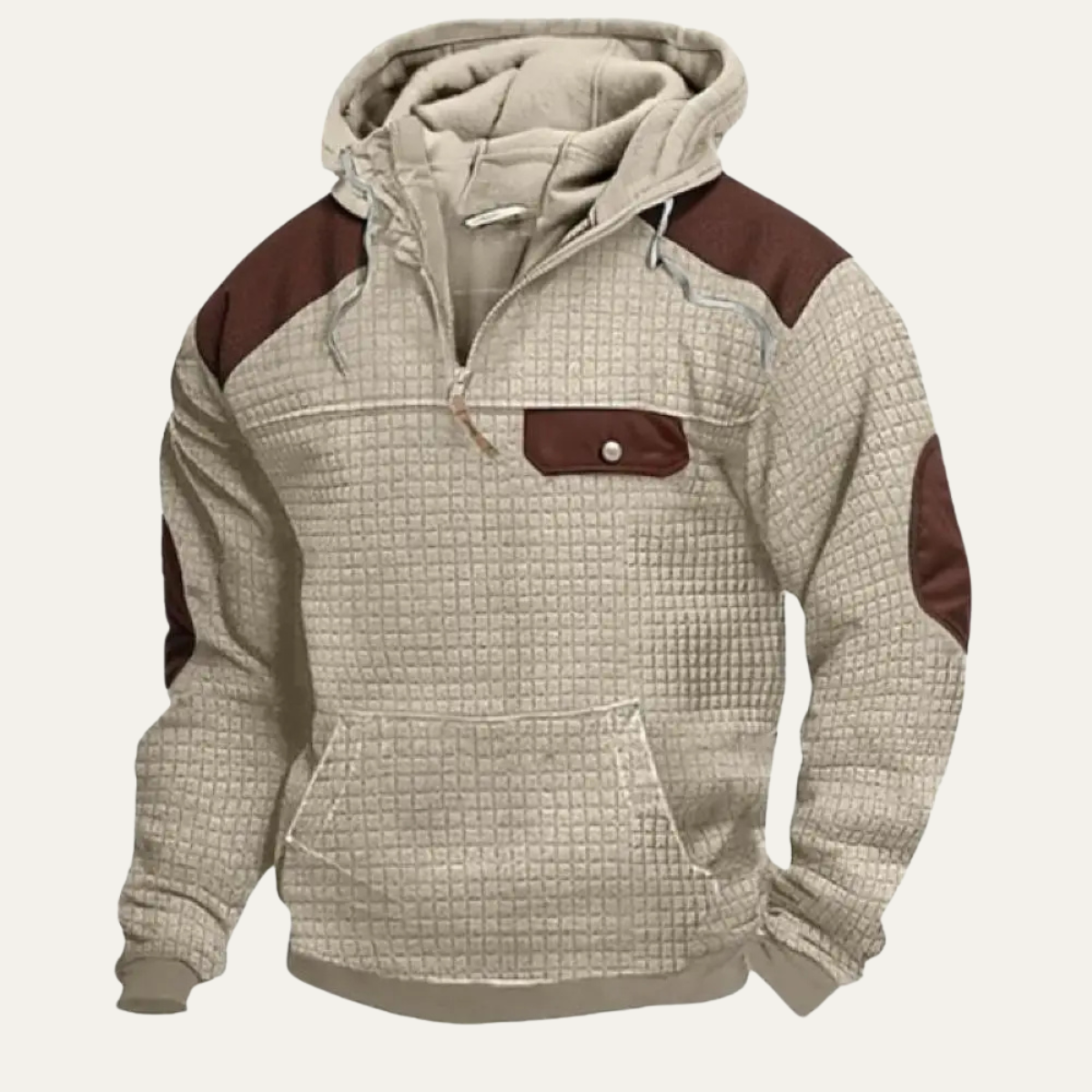 The Laurelwood Men's Textured Vintage Corduroy Sweater with Contrast Shoulder Patches