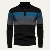 The Terracina Men’s Patchwork Zip Mock Neck Sweater