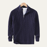 The Ashmeadow Men’s Soft 100% Cotton Cable Knit Half Zip Sweater