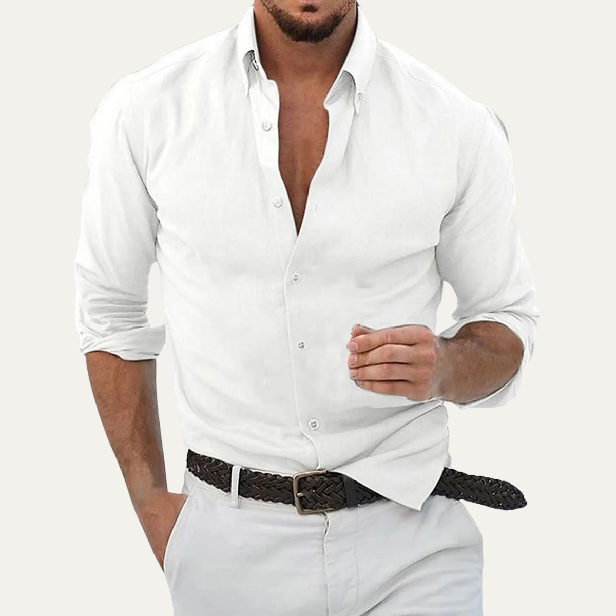The Cala Luna Men’s Cotton Linen Button Up Beach Shirt