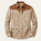 The Brookcrest Men’s Two Tone Patchwork Western Retro Denim Shirt