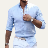 The Cala Luna Men’s Cotton Linen Button Up Beach Shirt