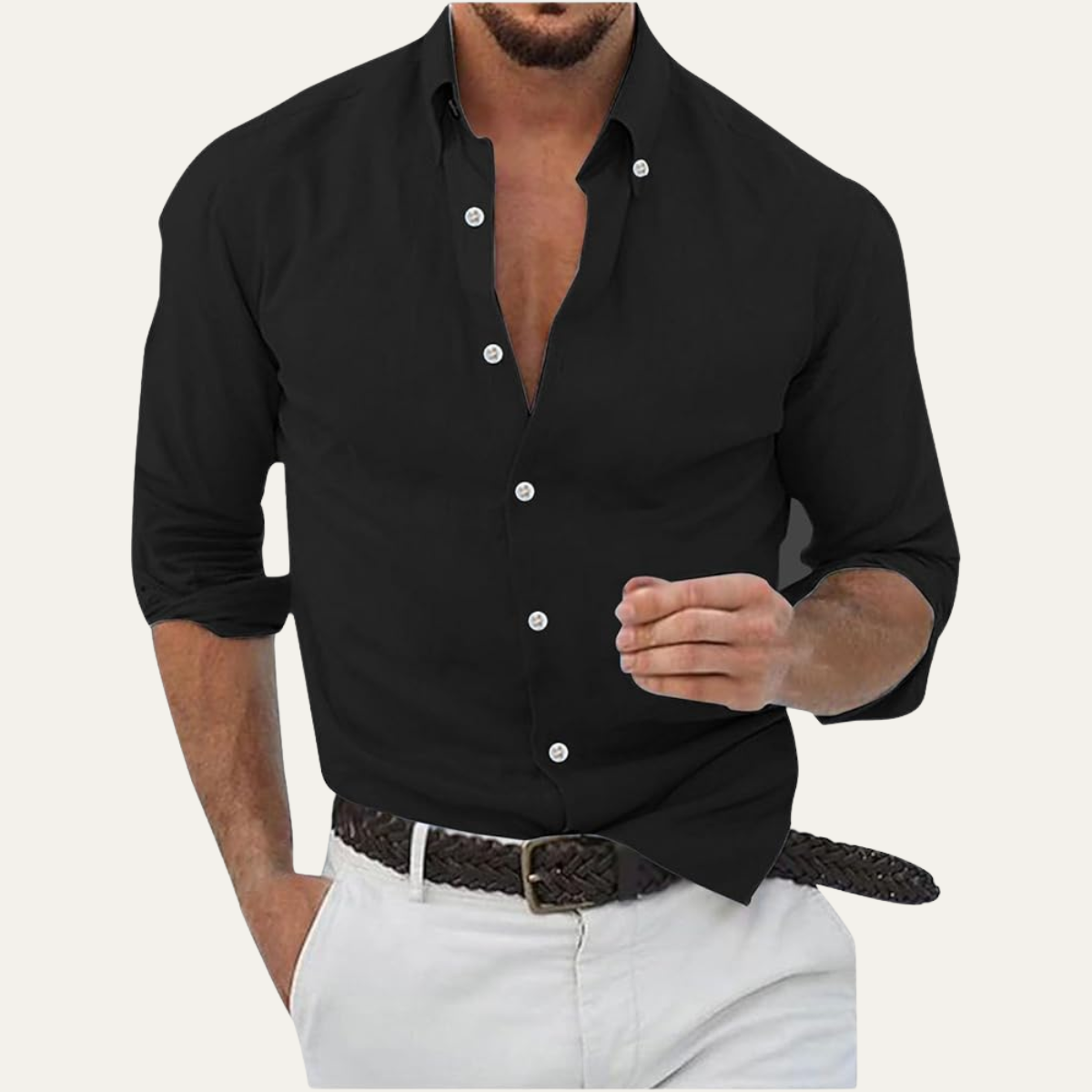 The Cala Luna Men’s Cotton Linen Button Up Beach Shirt