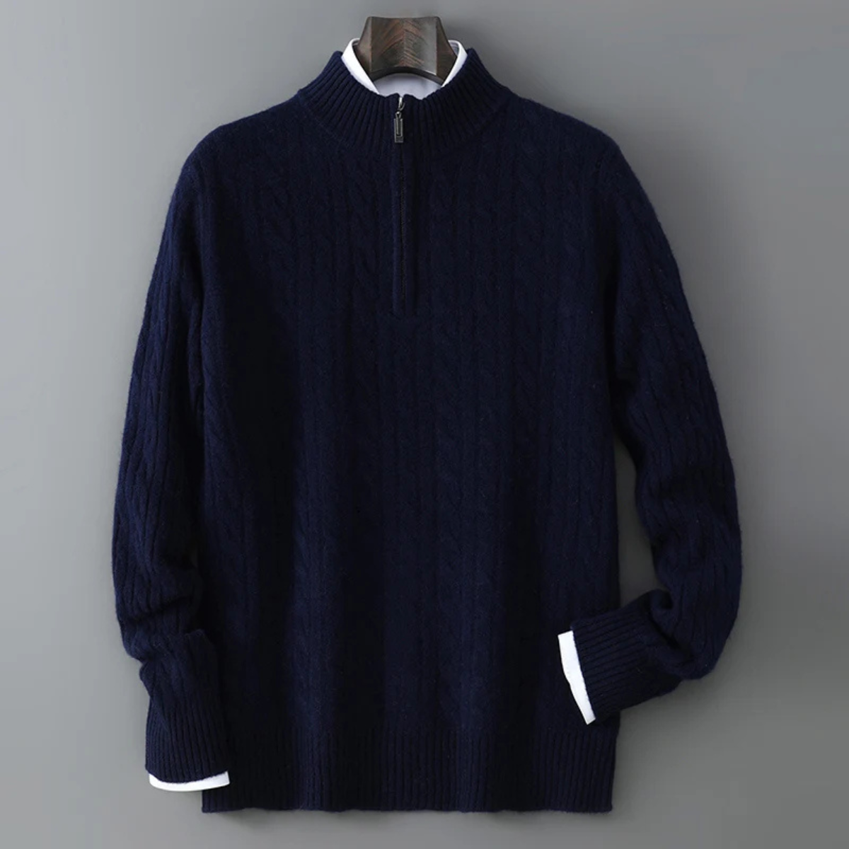 The Pinecrest Men's Warm Mock Neck Winter Knit Half Zip Sweater