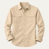 The Riccione Men’s Cotton Linen Double Pocket Button Up Cargo Shirt