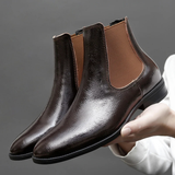 The Gerace Men’s Leather Slip-On Chelsea Boots with Elastic Panel