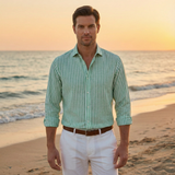 The Buckhead Men’s Lightweight Smart Fit Striped Linen Shirt