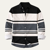 The Glenpark Men’s Modern Color Block Striped Trendy Shirt