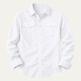 The Grosseto Men’s Collar Down Cotton Linen Double Pocket Cargo Shirt