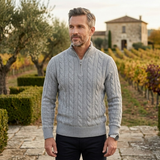 The Pesaro Men’s Cable Knit High Neck Quarter Zip Sweater