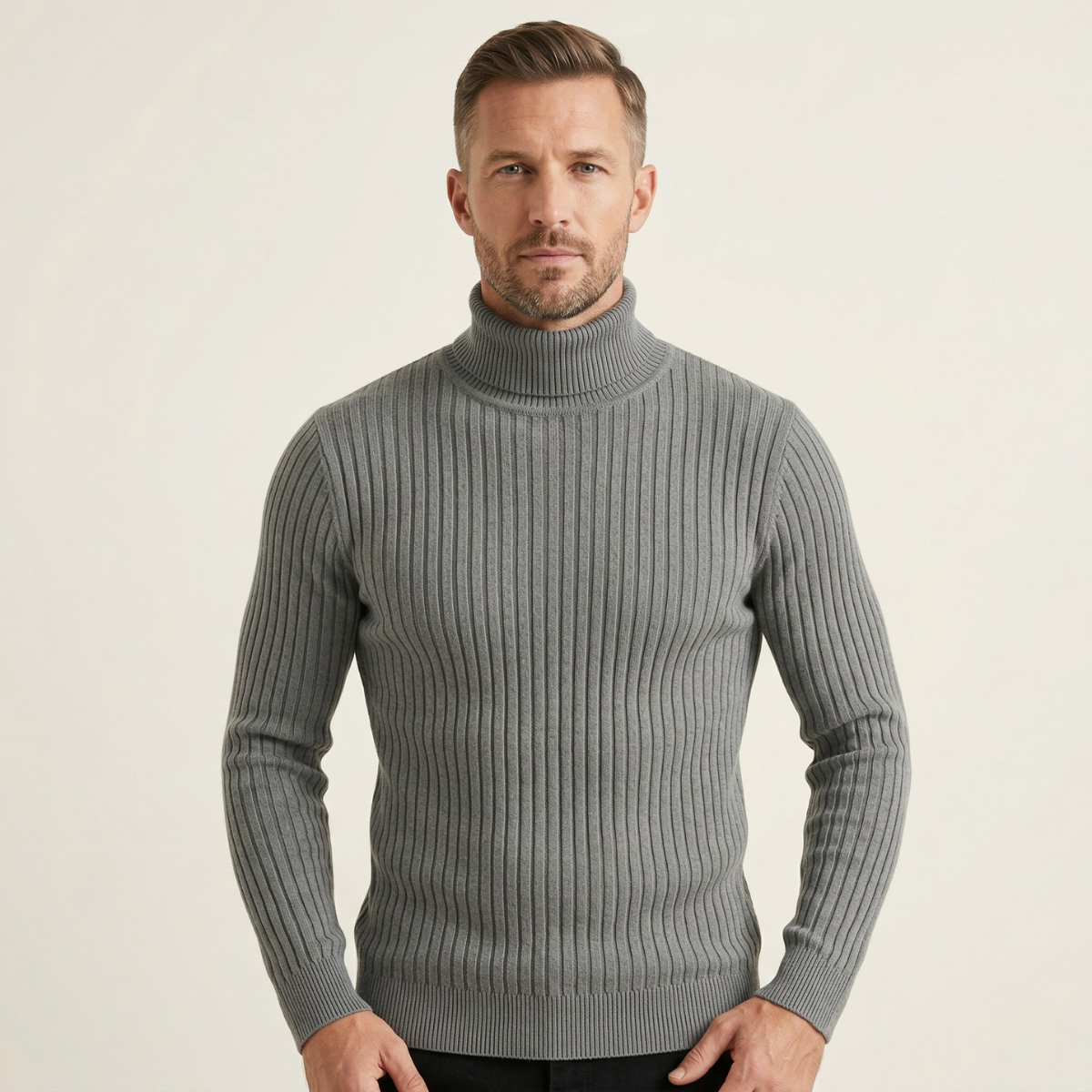 The Tavolara Men’s Slim Fit Turtleneck Ribbed Knit Sweater