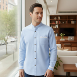 The Silverhaven Ridge Men’s Standing Collar Business Button Up Shirt