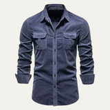 The Veneto Men’s Trendy Button Up Corduroy Shirt