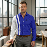 The Como Men’s Trendy Color Block Striped Dress Shirt