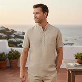 The Aberdeen Men’s Trendy Cotton Linen Henley Shirt