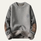 The Whitlock  Men’s Winter Fleece Sweater with Striped Sleeves