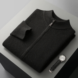 The Maplecrest Men's Merino  Mock Neck Zip Up Cardigan