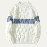 The Mayfield Men’s Trendy Cable Knit Sweater with Contrast Stripe