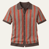 The Montalcino Men’s Retro Striped Knit Lightweight Polo Shirt
