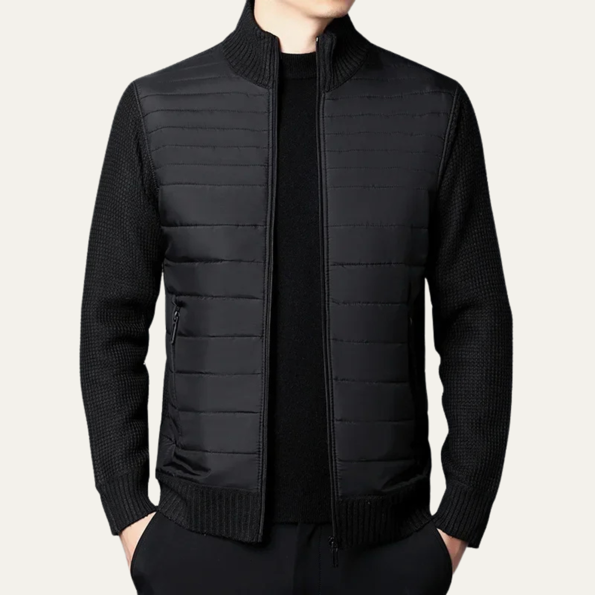 The Aberdeen Men's Cotton Quilted Knit Padded Zip Up Cardigan