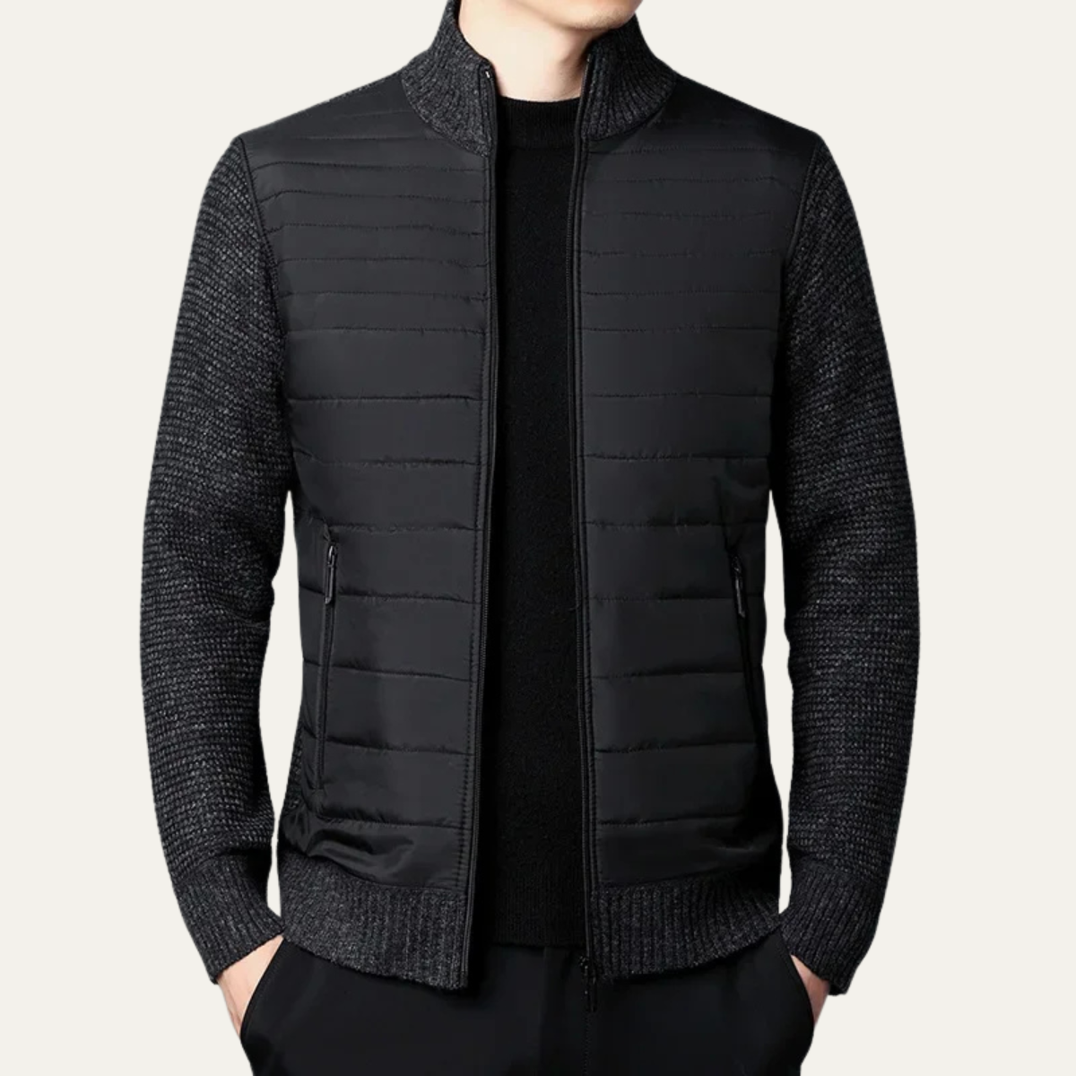 The Aberdeen Men's Cotton Quilted Knit Padded Zip Up Cardigan