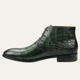 The Catanzaro Men’s Crocodile Pattern Leather Lace-Up Dress Boots