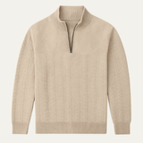 The Bellagio Men's Casual Stand Up Collar Knitted Jacquard Sweater