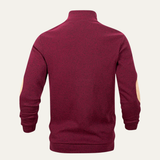 The Glenhurst Men's Stand Collar Fleece Sweater with Elbow Patches