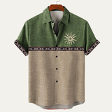 The Lucca Men’s Retro Patchwork Button Down Linen Top