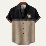 The Lucca Men’s Retro Patchwork Button Down Linen Top