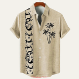 The Lucca Men’s Retro Patchwork Button Down Linen Top
