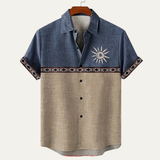 The Lucca Men’s Retro Patchwork Button Down Linen Top