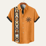The Pavia Men’s Vintage Patchwork Button Down Linen Top