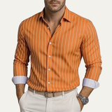 The Ferrara Men’s Casual Button Down Striped Dress Shirt