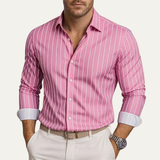 The Bolzano Men’s Trendy Button Down Striped Dress Shirt