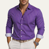 The Bolzano Men’s Trendy Button Down Striped Dress Shirt