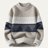 The Belluno Men’s Warm Winter Pattern Sweater – Khaki