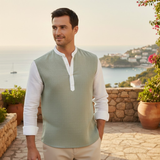 The Avignon Men’s Linen Blend Deep V Neck Lightweight Shirt
