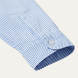 The Maplecrest Park Men’s Lightweight Blue Striped Linen Button Up Shirt