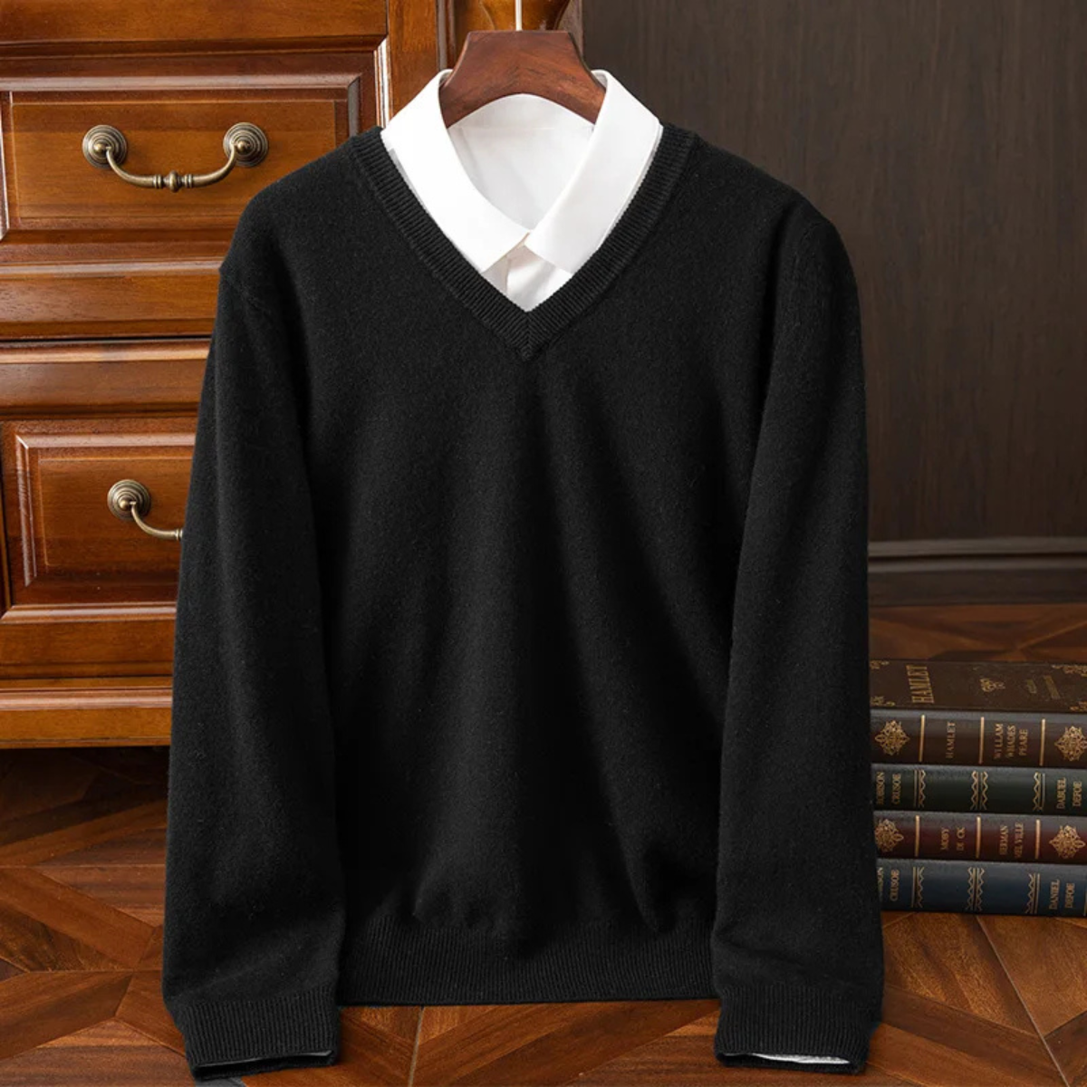 The Linfield Men's Soft Warm Knit V Neck Sweater