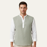 The Avignon Men’s Linen Blend Deep V Neck Lightweight Shirt