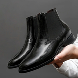 The Gerace Men’s Leather Slip-On Chelsea Boots with Elastic Panel