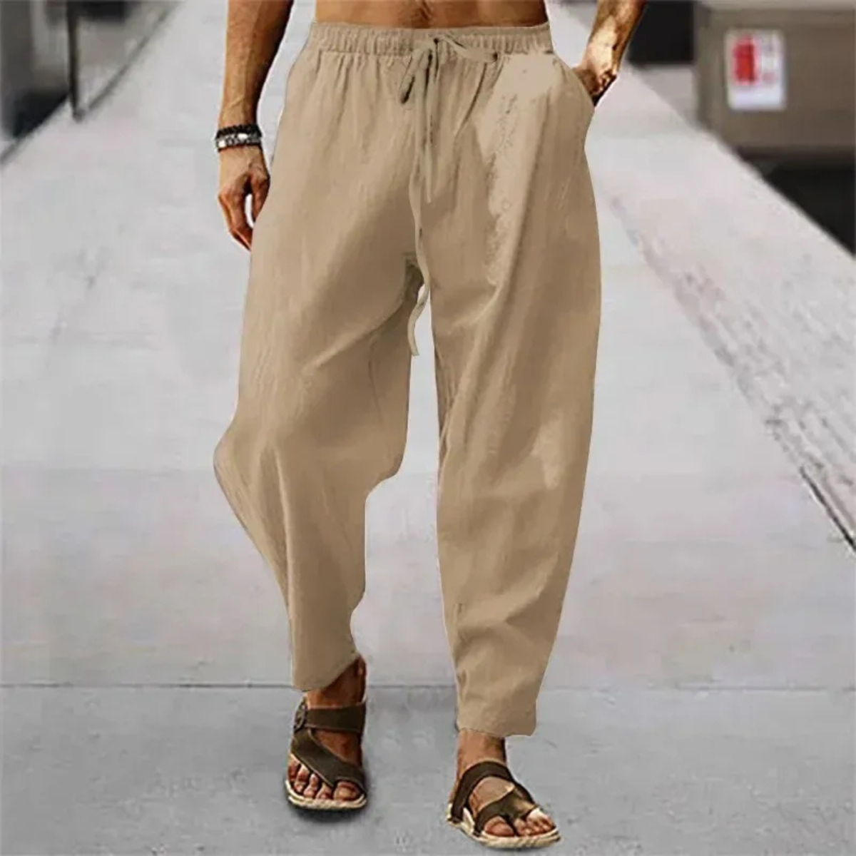 The Maple Ridge Men’s Cotton Linen Wide Leg Pants