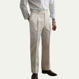 The Claremont Men’s High Waisted Linen Dress Pants with Adjustable Side Buckle Waist